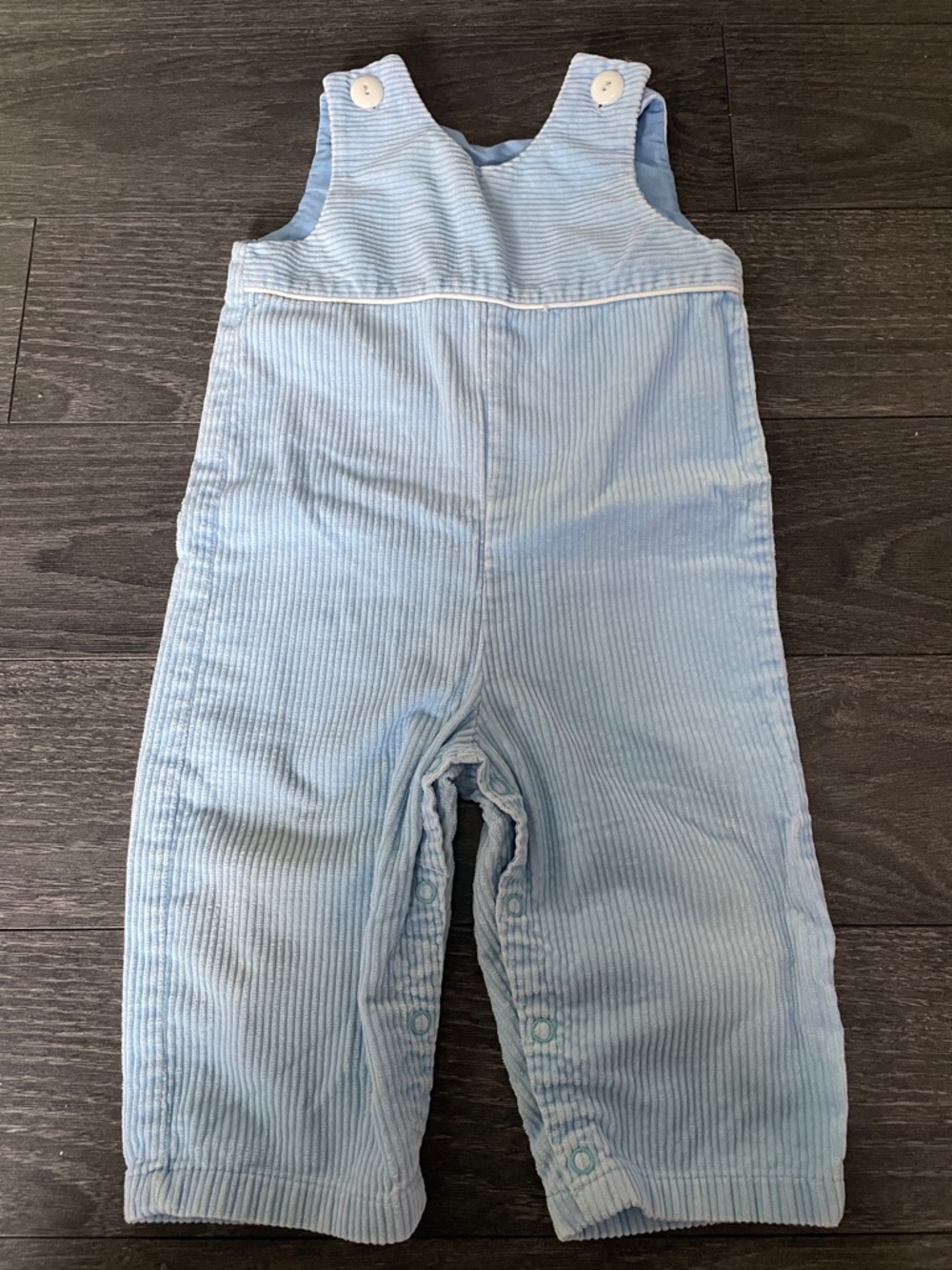 Vintage 1980’s Baby Light Blue Corduroy Overalls with Button Straps